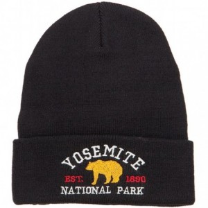 Skullies & Beanies Yosemite National Park Embroidered Long Beanie - Black - CC185OE4SHW $28.89