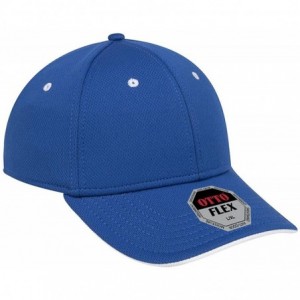 Baseball Caps Flex Stretchable Polyester Cool Mesh Flipped Edge Visor Low Profile Style Caps (S/M) (L/X) - Ryl/Wht - C317YELX...