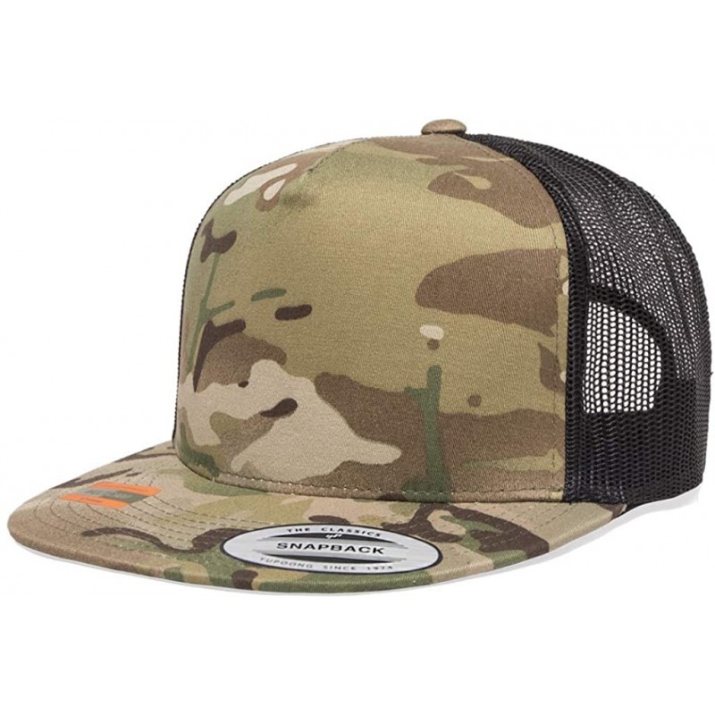 Baseball Caps Yupoong 6006 Flatbill Trucker Mesh Snapback Hat with NoSweat Hat Liner - Multicam - CH18O8D60TS $12.70