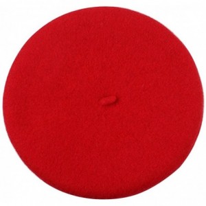 Berets Classic Wool Beret Soild Color Artist Hat for Infants and Toddlers - Red - CA185XOZ4CY $11.11