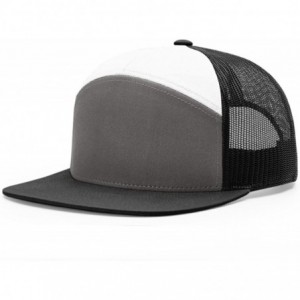 Baseball Caps Richardson 7 Panel Arch Flat Bill Snapback Mesh Trucker Hat - Charcoal White Black - CD12JUT2LGJ $11.93