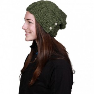 Skullies & Beanies Women's Vervain- Hand Knit Chunky Beanie - Moss - CP11009B345 $29.86