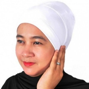 Headbands Hijab Turban Bun Underscarf Chemo Cap Volumizer Hair Loss Cotton Lycra - White - CH18CYTRQUE $22.69