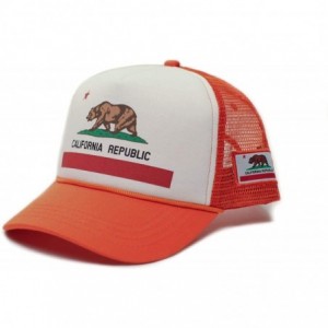 Baseball Caps Custom California Republic State Flag Cali Unisex-Adult Trucker Hat Multi - White/Orange - CW12J1O9VZH $15.03
