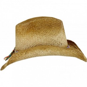 Cowboy Hats Straw Cowboy Sun Hat- Rainbow Braided Trim- Shapeable Brim- UPF 50 UV Block - C611V8R9BB5 $28.47