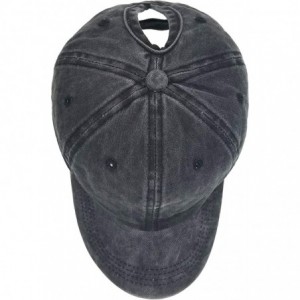 Baseball Caps Ponytail-Baseball-Hat Women Messy-Bun-Hat Cap - Washed Distressed - Ponytail Black3 - C218K4X08X5 $13.14