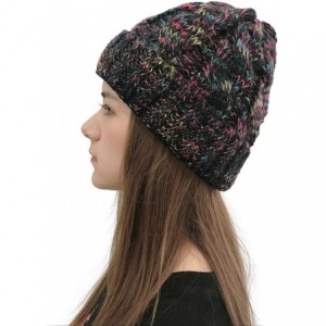 Skullies & Beanies New Women Keep Warm Winter Casual Knitted Hat Wool Hemming Hat Ski Hat - Black3 - CE1932LT85N $10.54