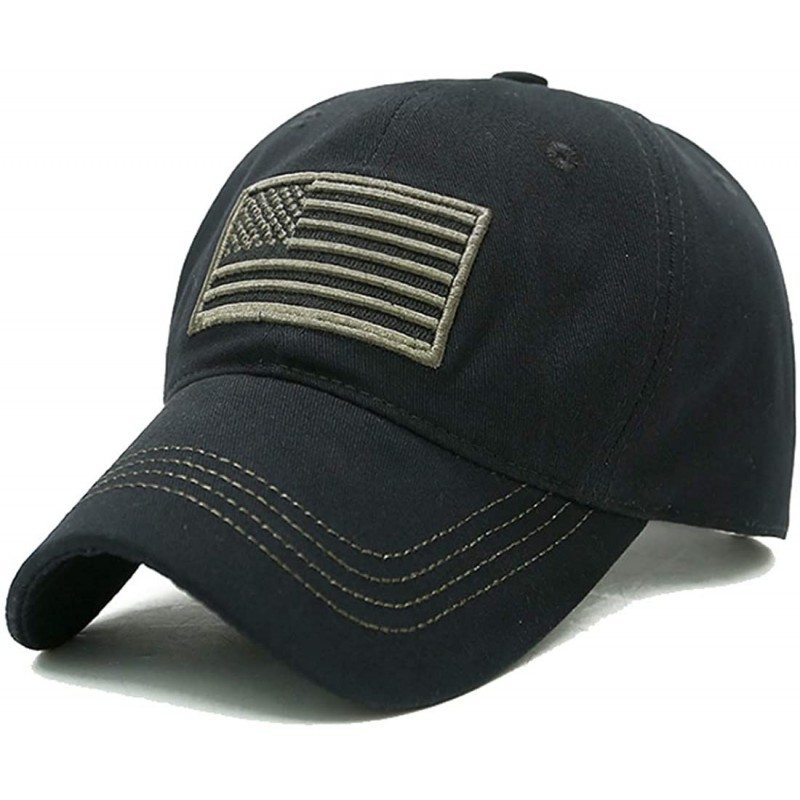 Baseball Caps Men's USA American Flag Baseball Cap Embroidered Polo Style Military Army Hat - American Flag - Black - CH18L2T...