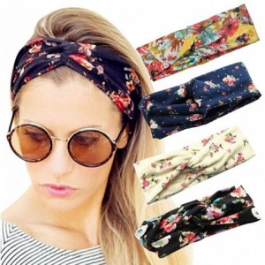 Headbands Womens Headbands Boho Headwraps Cross Elastic Hair Band Bows Cross Head Bands for Women - 4 Pack Cross Floral - CW1...