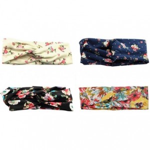 Headbands Womens Headbands Boho Headwraps Cross Elastic Hair Band Bows Cross Head Bands for Women - 4 Pack Cross Floral - CW1...