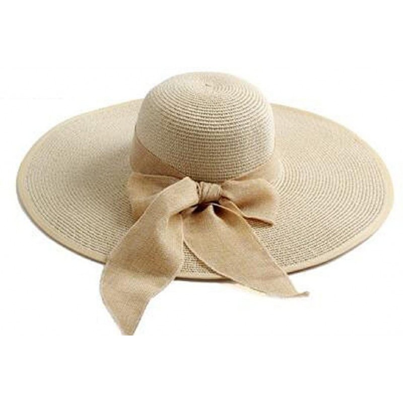 Sun Hats Women Crushable Two Tone Bow Casual Sun Straw Hat - Beige - CW12FBZ3A5L $29.02
