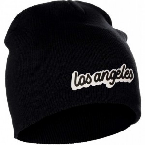 Skullies & Beanies Classic USA Cities Winter Knit Cuffless Beanie Hat 3D Raised Layer Letters - Los Angeles Black - White Bla...