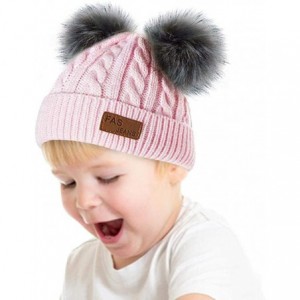 Skullies & Beanies Kids Winter Warm Fleece Lined Hat Baby Infant Toddler Children Beanie Knit Pompom Hats Women Crochet Cap -...