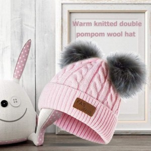 Skullies & Beanies Kids Winter Warm Fleece Lined Hat Baby Infant Toddler Children Beanie Knit Pompom Hats Women Crochet Cap -...