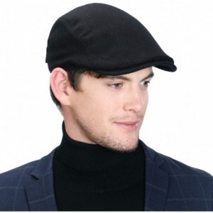 Newsboy Caps 2019 New Mens Winter Wool Newsboy Cap Adjustable Cold Weather Flat Cap Soft Lined - 00101_black - C418YOXSAZI $2...