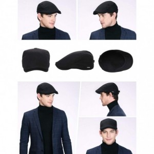 Newsboy Caps 2019 New Mens Winter Wool Newsboy Cap Adjustable Cold Weather Flat Cap Soft Lined - 00101_black - C418YOXSAZI $2...