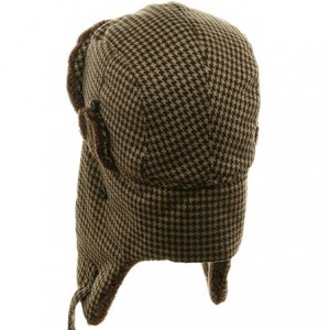 Bomber Hats Big Size Tweed Sherpa Lining Trooper Hat - Brown - CL113XWJ2RL $23.09