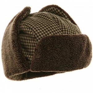 Bomber Hats Big Size Tweed Sherpa Lining Trooper Hat - Brown - CL113XWJ2RL $23.09