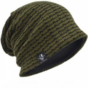 Skullies & Beanies Slouchy Knitted Baggy Beanie Hat Crochet Stripe Summer Dread Caps Oversized for Men-B318 - B5011-green - C...