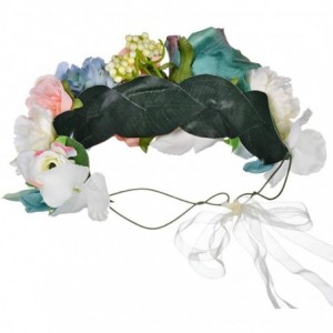 Headbands Beautiful Women's Floral Crown Hair Accessory Flower Crown Flower Headband - Tiffany Blue Coral Ivory - C918NGC68XU...
