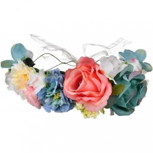 Headbands Beautiful Women's Floral Crown Hair Accessory Flower Crown Flower Headband - Tiffany Blue Coral Ivory - C918NGC68XU...