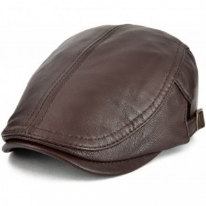 Newsboy Caps Men Women Adjustable Genuine Leather Ivy Cap Newsboy Hat 121 - Brown - CP17YXYM7WA $43.78