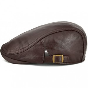 Newsboy Caps Men Women Adjustable Genuine Leather Ivy Cap Newsboy Hat 121 - Brown - CP17YXYM7WA $27.21