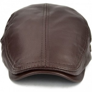 Newsboy Caps Men Women Adjustable Genuine Leather Ivy Cap Newsboy Hat 121 - Brown - CP17YXYM7WA $27.21