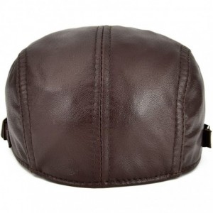 Newsboy Caps Men Women Adjustable Genuine Leather Ivy Cap Newsboy Hat 121 - Brown - CP17YXYM7WA $27.21