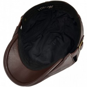Newsboy Caps Men Women Adjustable Genuine Leather Ivy Cap Newsboy Hat 121 - Brown - CP17YXYM7WA $27.21