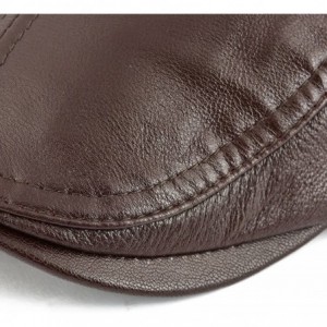 Newsboy Caps Men Women Adjustable Genuine Leather Ivy Cap Newsboy Hat 121 - Brown - CP17YXYM7WA $27.21
