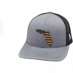 Baseball Caps 'Florida Patriot' Leather Patch Hat Curved Trucker - Black - CB18IGOLKI5 $47.16