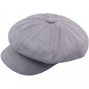 Berets Octagonal Beret Suede Newsboy Baker Cap Women - Gray - C518TGH0O48 $8.50