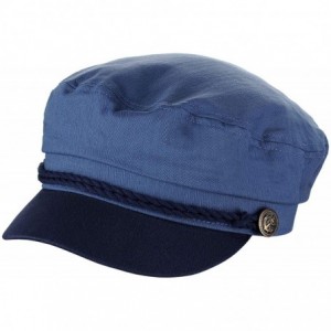 Newsboy Caps Unisex 100% Cotton Greek Fisherman Sailor Fiddler Driver Cap Hat - Indigo Blue/Navy - C118RNZCO9N $17.07