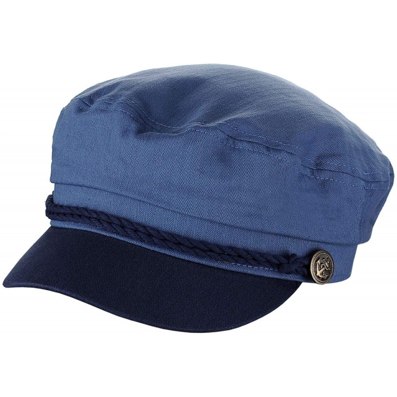 Newsboy Caps Unisex 100% Cotton Greek Fisherman Sailor Fiddler Driver Cap Hat - Indigo Blue/Navy - C118RNZCO9N $17.07