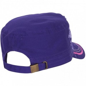 Newsboy Caps Sports Mom Distressed Adjustable Cadet Cap - Purple - Cheer Mom - CB17XWCEGKE $12.54