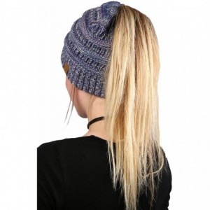 Skullies & Beanies Messy Bun Womens Winter Knit Hat Beanie Tail - Purple 2 - C312O29L4EE $13.31