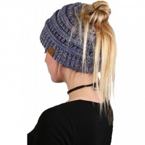 Skullies & Beanies Messy Bun Womens Winter Knit Hat Beanie Tail - Purple 2 - C312O29L4EE $13.31