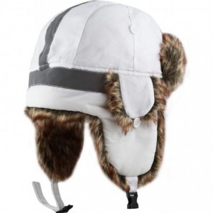 Bomber Hats Safety Reflective Faux Fur Aviator Kids Adult Trapper Hat Snow Ski Trooper Winter Cap - White - CT18IAYZRML $13.04