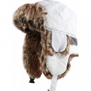 Bomber Hats Safety Reflective Faux Fur Aviator Kids Adult Trapper Hat Snow Ski Trooper Winter Cap - White - CT18IAYZRML $13.04