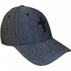 Baseball Caps Christian Cross Black Denim Adjustable Baseball Cap (One Size- Black/Black) - CH12D7MUAV7 $22.53