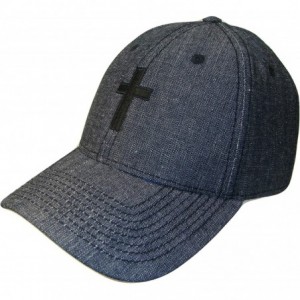 Baseball Caps Christian Cross Black Denim Adjustable Baseball Cap (One Size- Black/Black) - CH12D7MUAV7 $22.53