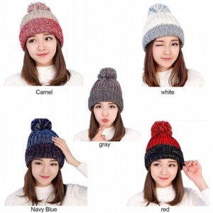 Skullies & Beanies Women Winter Knit Beanie- Thickened Windproof Hat- Warm Lining Trendy Warm Cap - Navy Blue - CR18AUSLZL2 $...