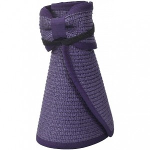 Sun Hats Womens Sun Visor Hat- Foldable Straw Sun Hat with Cute Bowtie - Purple - C61943HL3NL $9.95