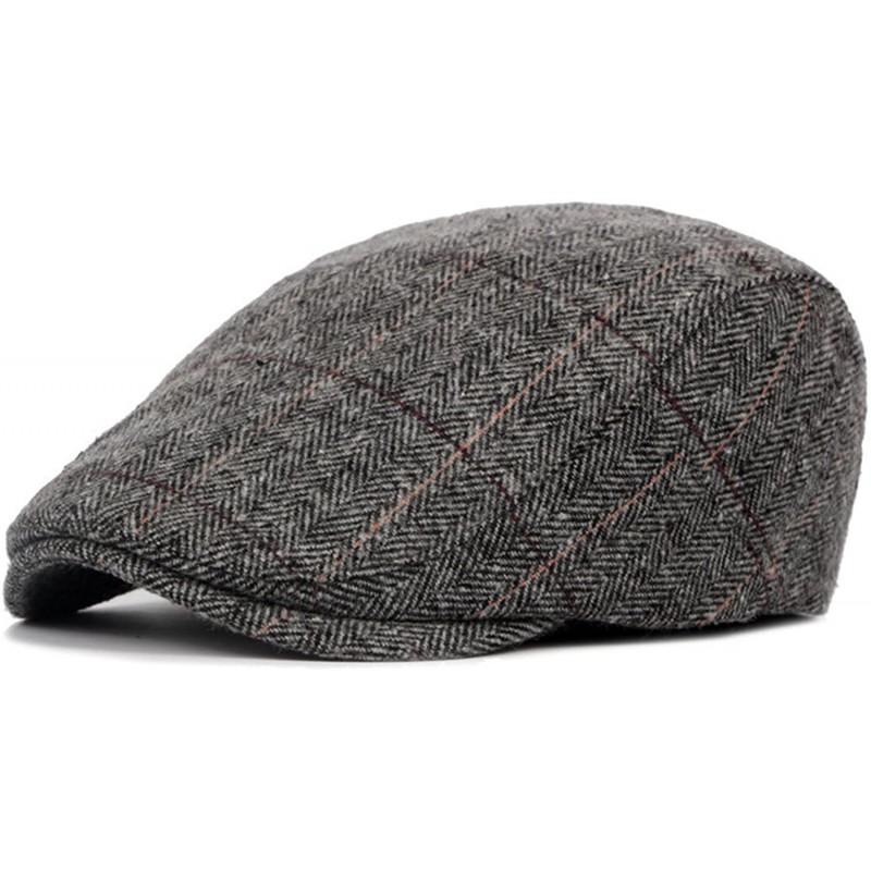 Newsboy Caps Wool Blend Classic Beret Hat - Men Fall Winter Flat Cap Ivy Cabbie Driving Hat - Grey - CG18G236HI5 $10.68