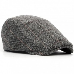 Newsboy Caps Wool Blend Classic Beret Hat - Men Fall Winter Flat Cap Ivy Cabbie Driving Hat - Grey - CG18G236HI5 $10.68