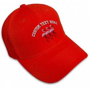 Baseball Caps Custom Baseball Cap Pink Flamingos Embroidery Acrylic Dad Hats for Men & Women - Red - CO18SDKQWET $22.37