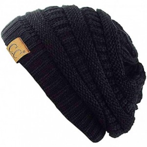 Skullies & Beanies Women's Thick Soft Knit Beanie Cap Hat - Black - CZ11MXBPCS1 $12.81