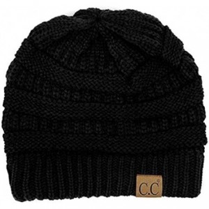 Skullies & Beanies Women's Thick Soft Knit Beanie Cap Hat - Black - CZ11MXBPCS1 $12.81