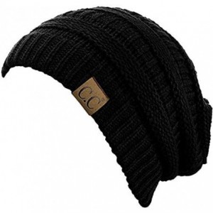 Skullies & Beanies Women's Thick Soft Knit Beanie Cap Hat - Black - CZ11MXBPCS1 $12.81